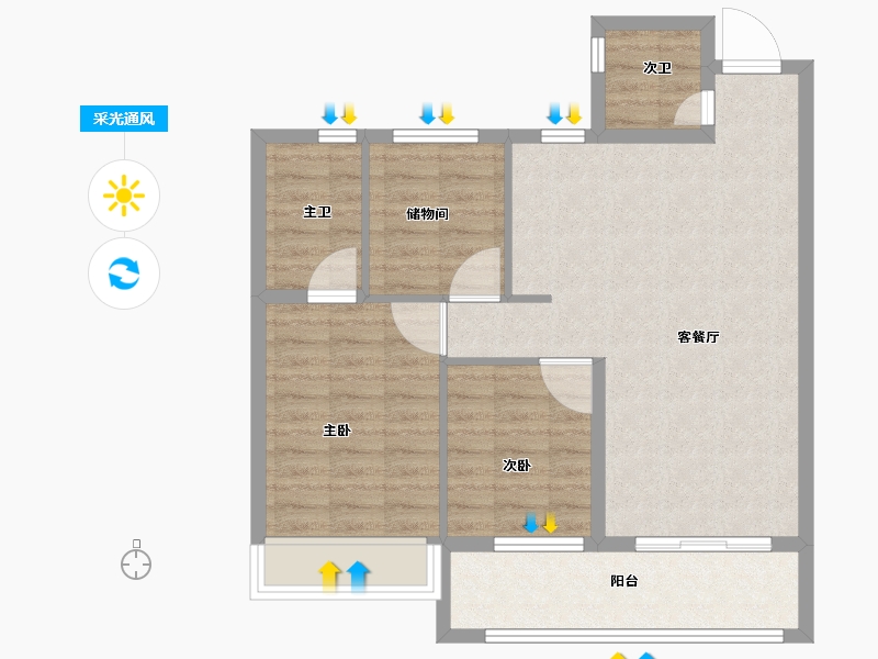 浙江省-杭州市-保利和著风华里-76.50-户型库-采光通风