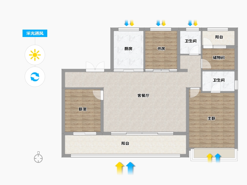 山东省-青岛市-崂山悦府-118.02-户型库-采光通风