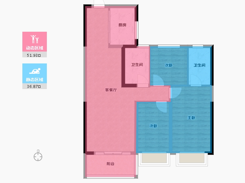 云南省-昆明市-京江金翠-85.40-户型库-动静分区