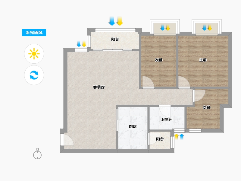 广东省-广州市-合和新城-76.00-户型库-采光通风