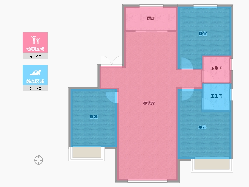 河北省-保定市-嘉禾·复兴公馆-92.41-户型库-动静分区