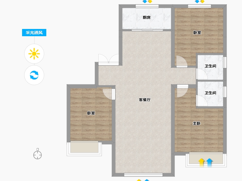 河北省-保定市-嘉禾·复兴公馆-92.41-户型库-采光通风