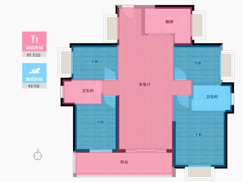 广东省-东莞市-大中阳光壹号-104.00-户型库-动静分区