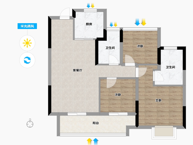 安徽省-合肥市-鼎建璟阳里-79.07-户型库-采光通风