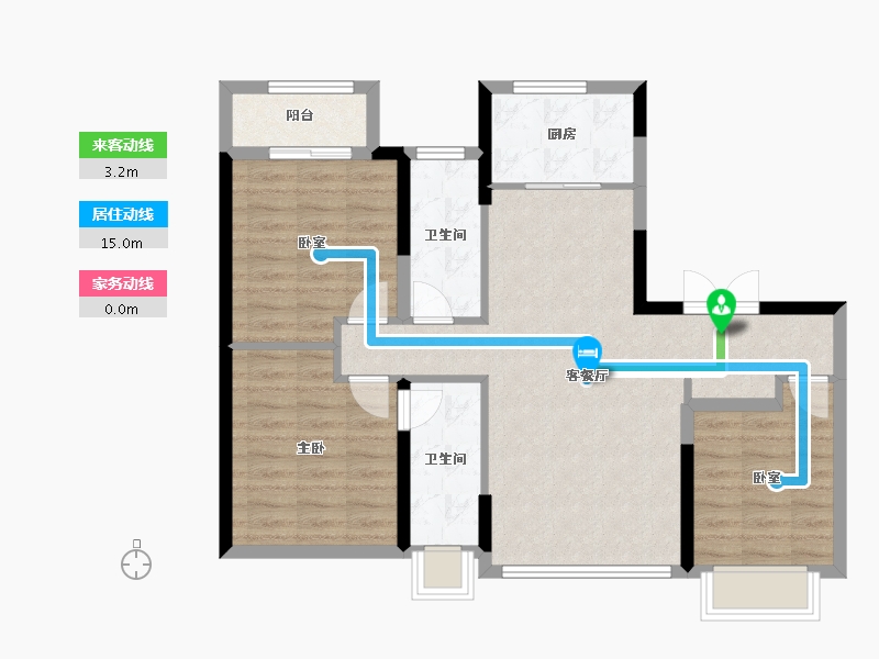 陕西省-西安市-曲江文商·檀境-83.58-户型库-动静线