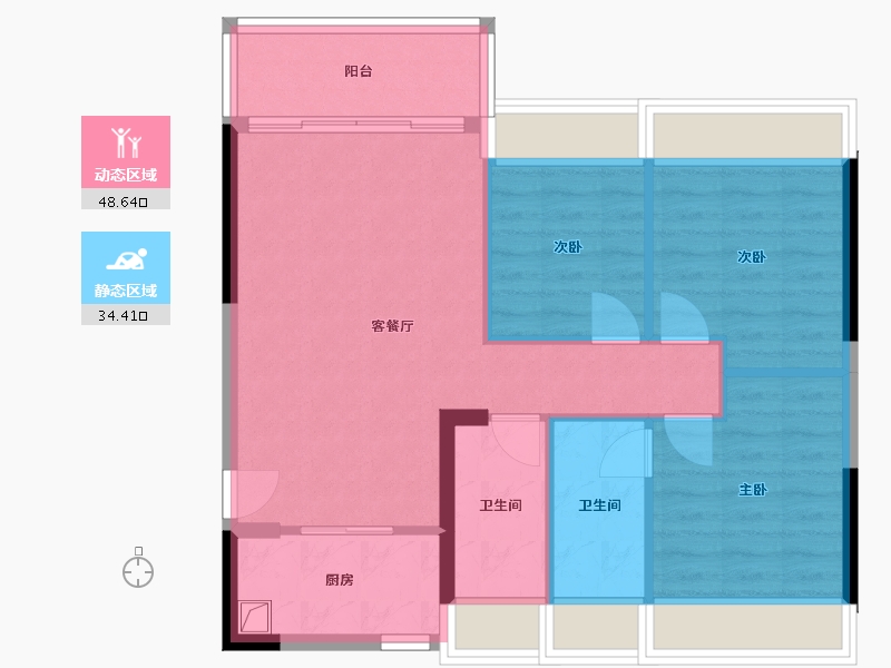 广东省-深圳市-山海御园-75.00-户型库-动静分区