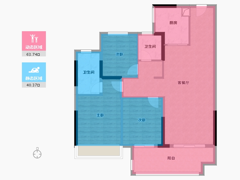 河南省-郑州市-美好云熙苑-93.60-户型库-动静分区