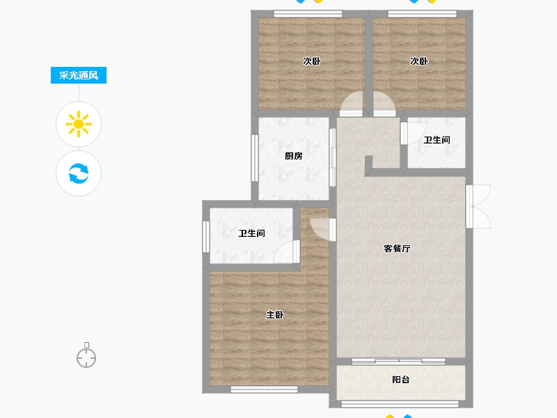 河北省-邯郸市-创宇观湖-96.00-户型库-采光通风