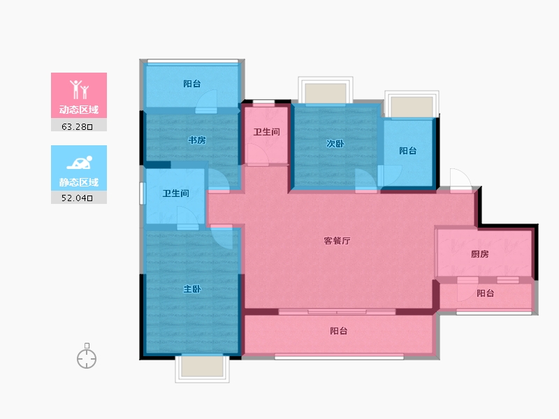 四川省-成都市-华侨城融创春风十里-101.91-户型库-动静分区