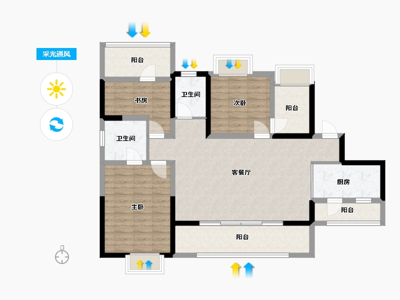 四川省-成都市-华侨城融创春风十里-101.91-户型库-采光通风