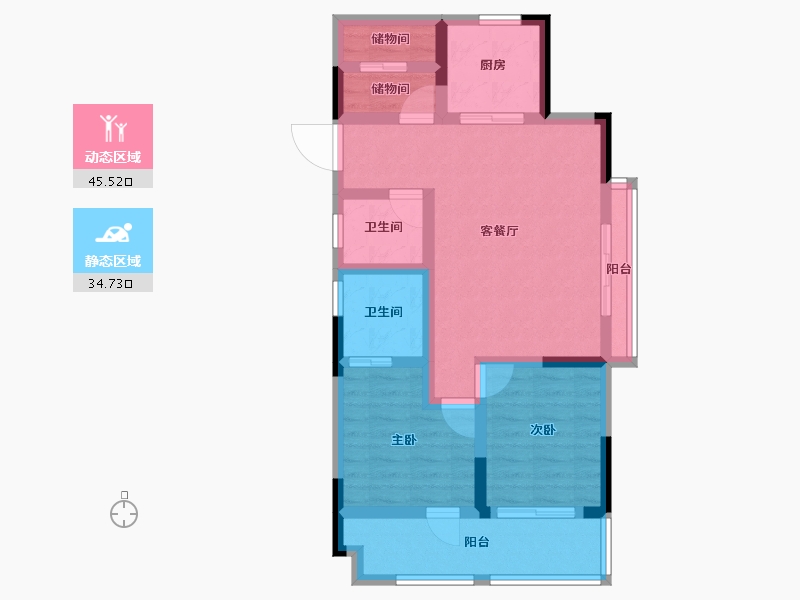 浙江省-杭州市-越秀·云麓悦映邸-69.78-户型库-动静分区