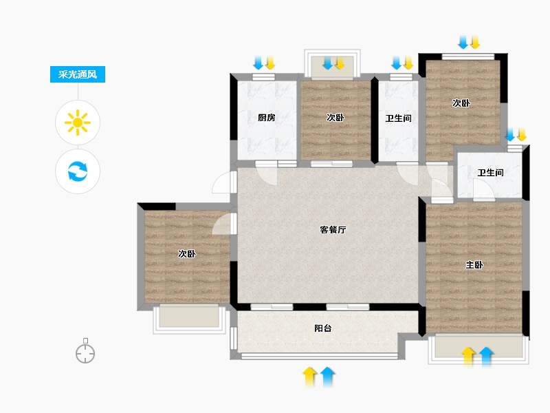 河南省-平顶山市-建业光明府-109.51-户型库-采光通风