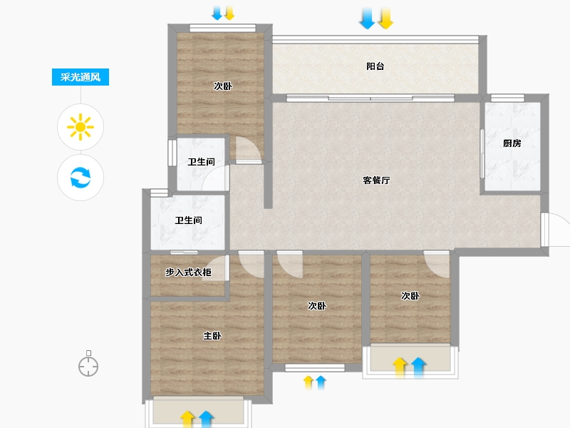 四川省-成都市-空港发展云璟铂樾-96.51-户型库-采光通风