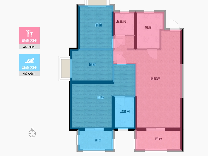 云南省-西双版纳傣族自治州-雅居乐西双林语-90.40-户型库-动静分区