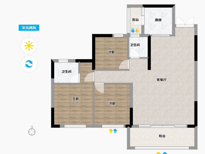 四川省-成都市-中铁卓越时代城-94.40-户型库-采光通风