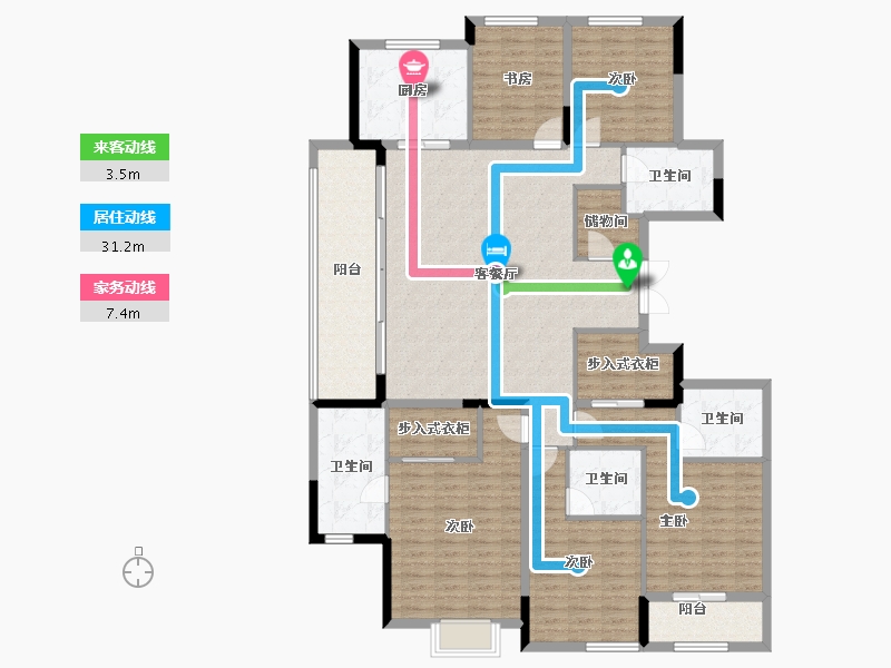 浙江省-杭州市-滨江·枫汀云邸-170.05-户型库-动静线