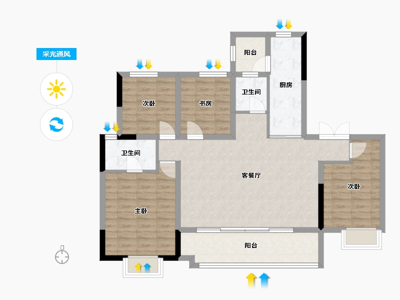 四川省-成都市-兴城人居海棠林语-102.21-户型库-采光通风