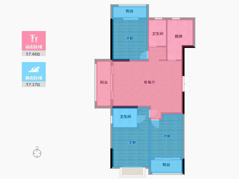 河南省-南阳市-伟城水悦龙湾-103.20-户型库-动静分区