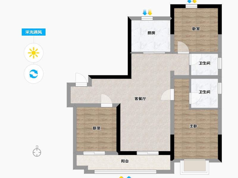 山东省-济南市-紫郡二期-92.80-户型库-采光通风