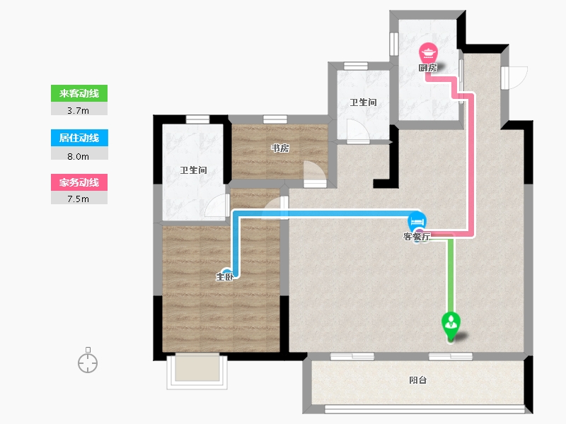 浙江省-杭州市-绿地柏澜晶舍-84.99-户型库-动静线