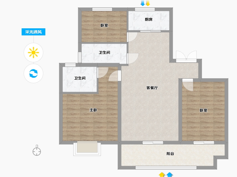 河北省-邯郸市-如意和园-95.93-户型库-采光通风