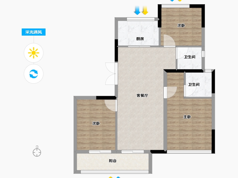 浙江省-杭州市-杭房众安·未珂宸铭府-85.00-户型库-采光通风