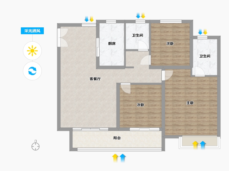 江苏省-宿迁市-湾河御景小区-108.28-户型库-采光通风