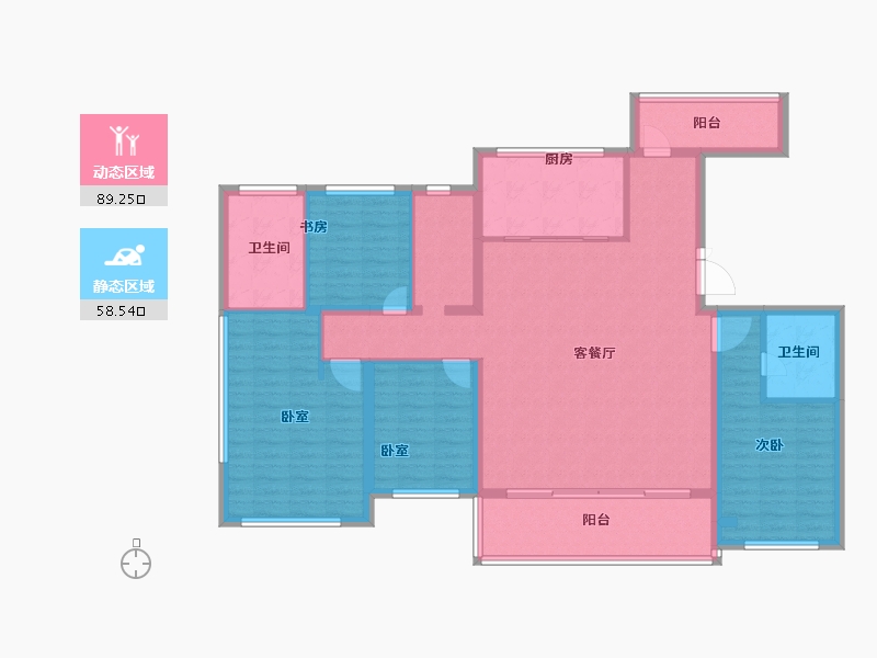 四川省-成都市-中国铁建西派城央-133.48-户型库-动静分区