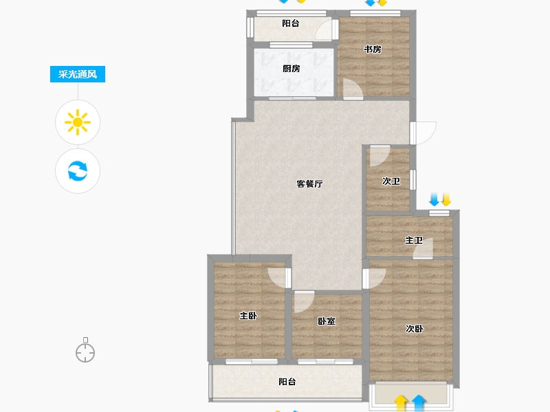 浙江省-杭州市-万科星图光年轩-96.00-户型库-采光通风