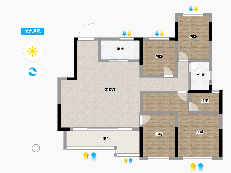 四川省-成都市-华润置地成都锦官首著-119.03-户型库-采光通风