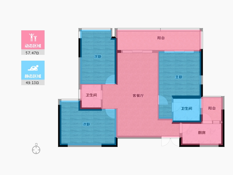 四川省-成都市-菁蓉滨湖湾-95.59-户型库-动静分区