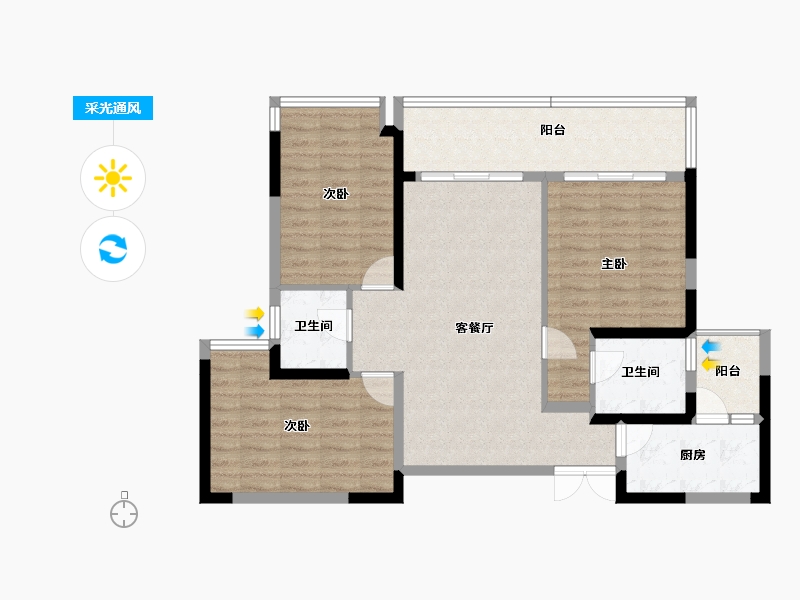 四川省-成都市-菁蓉滨湖湾-95.59-户型库-采光通风