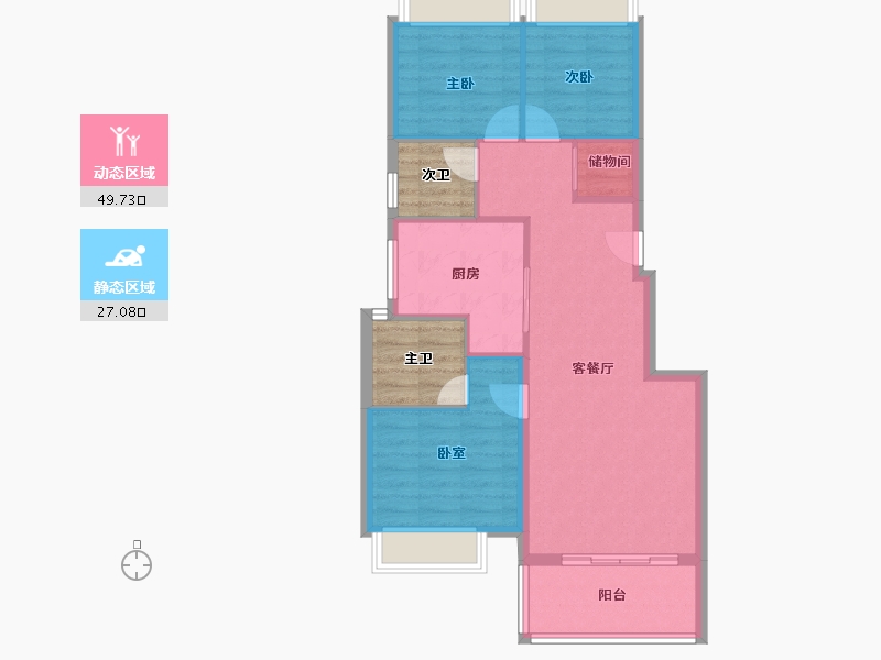 四川省-成都市-保利青江花园-76.86-户型库-动静分区