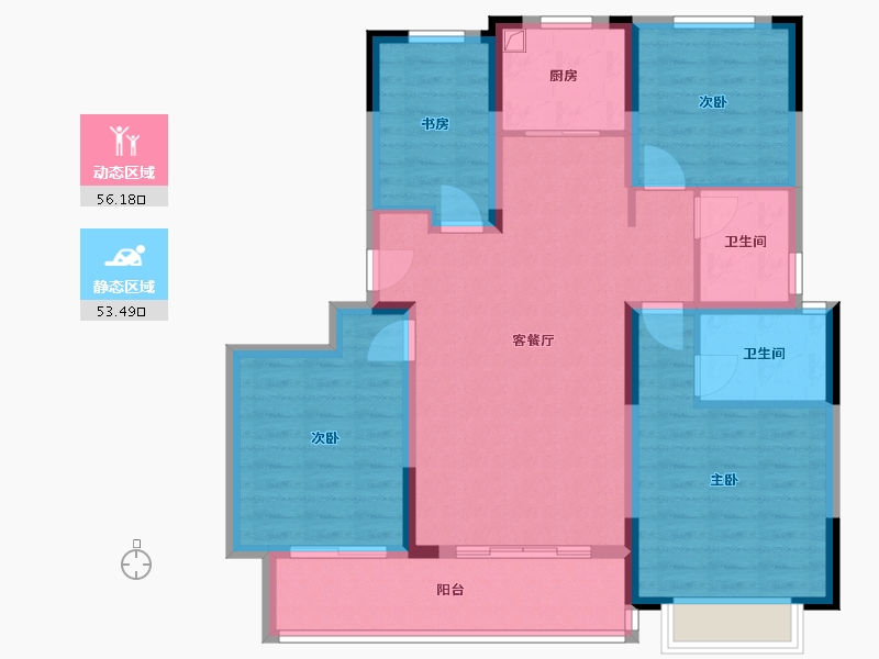 浙江省-宁波市-浩创丹樾府-97.35-户型库-动静分区