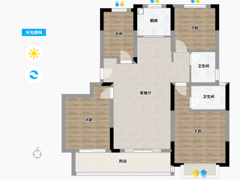 浙江省-宁波市-浩创丹樾府-97.35-户型库-采光通风