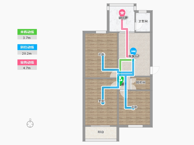 陕西省-西安市-西安市公交五公司家属院-65.00-户型库-动静线