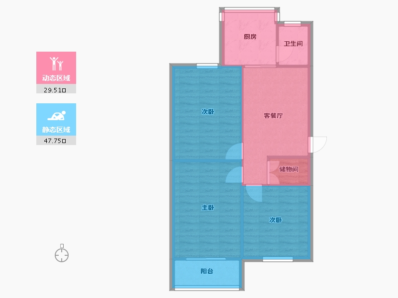 陕西省-西安市-西安市公交五公司家属院-65.00-户型库-动静分区