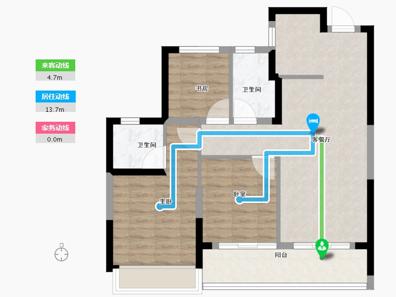 浙江省-杭州市-萧澜隐翠轩-74.25-户型库-动静线