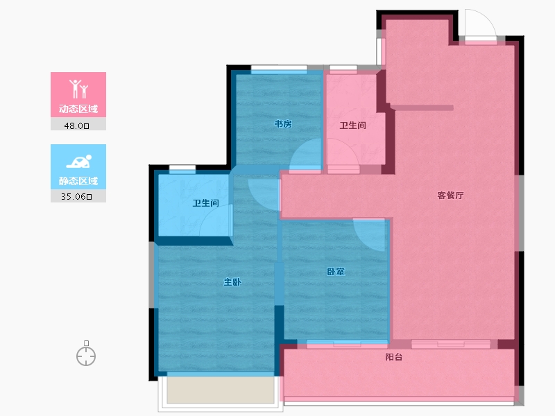 浙江省-杭州市-萧澜隐翠轩-74.25-户型库-动静分区