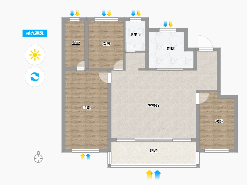 四川省-成都市-华润置地鼎信长城锦官和鸣-90.00-户型库-采光通风