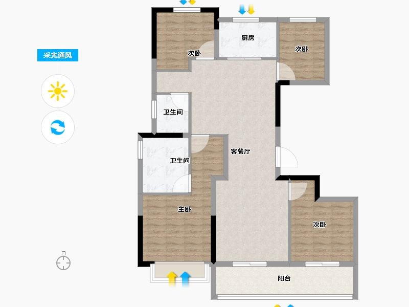 浙江省-杭州市-保利和著风华里-111.01-户型库-采光通风