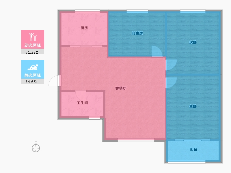 陕西省-宝鸡市-东仁-98.00-户型库-动静分区