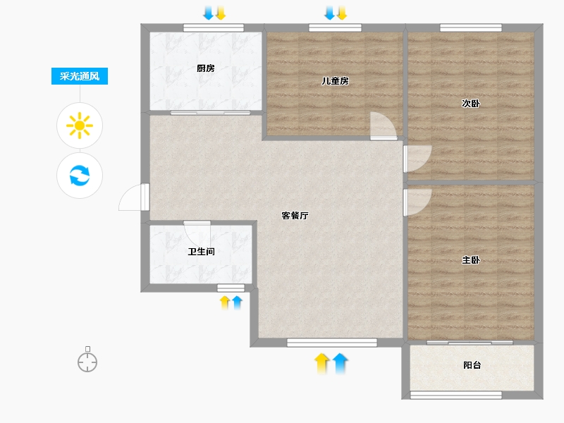 陕西省-宝鸡市-东仁-98.00-户型库-采光通风