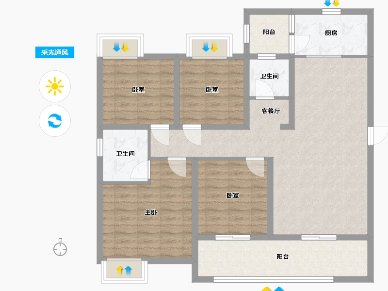 广西壮族自治区-北海市-玫瑰城央府-108.29-户型库-采光通风