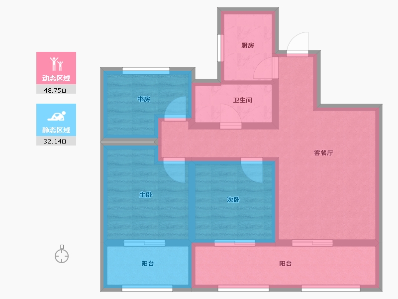 江苏省-苏州市-明珠城聆湖苑西区-70.40-户型库-动静分区