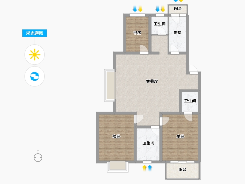 江苏省-南京市-胜利村100号-112.00-户型库-采光通风