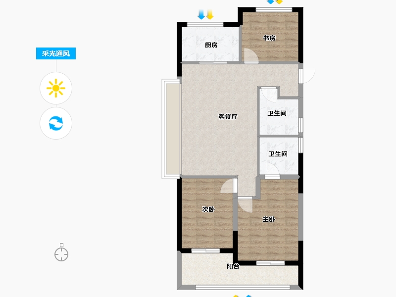 浙江省-杭州市-观奥宸府-88.00-户型库-采光通风