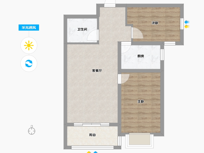 河北省-石家庄市-领南庄园-69.60-户型库-采光通风