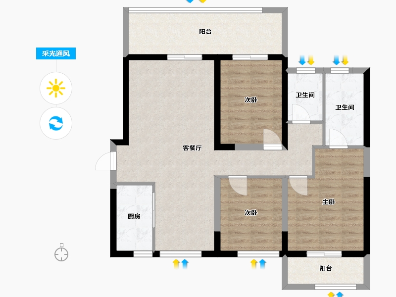 海南省-海口市-大华锦绣海岸-94.58-户型库-采光通风