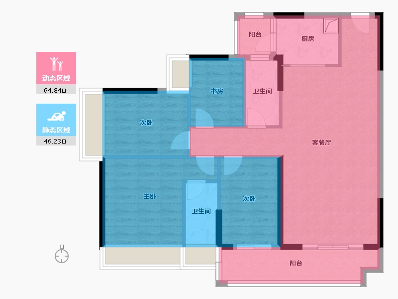 广东省-肇庆市-恒晖蓝湾-101.60-户型库-动静分区